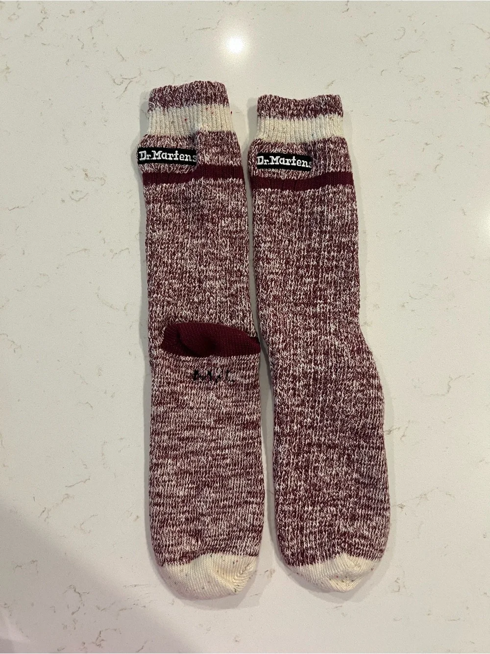 Dr. Martens Maroon Heather Socks with Cream Accents Size M/L